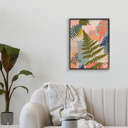 Stupell Industries Organic Forest Ferns Paintbrush Stroke Pattern in Black Frame Wall Art